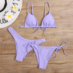 Solid 3 Piece Bikini Set