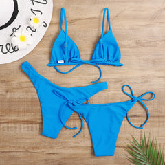 Solid 3 Piece Bikini Set