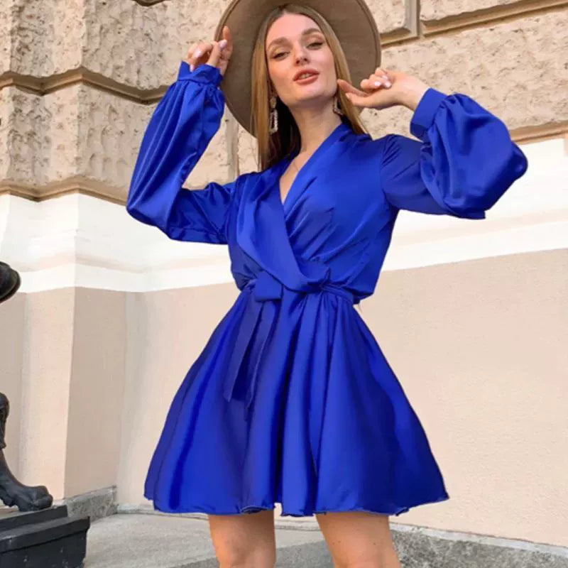 Twirl The World Long Sleeves  Dress with Belt