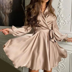 Twirl The World Long Sleeves  Dress with Belt