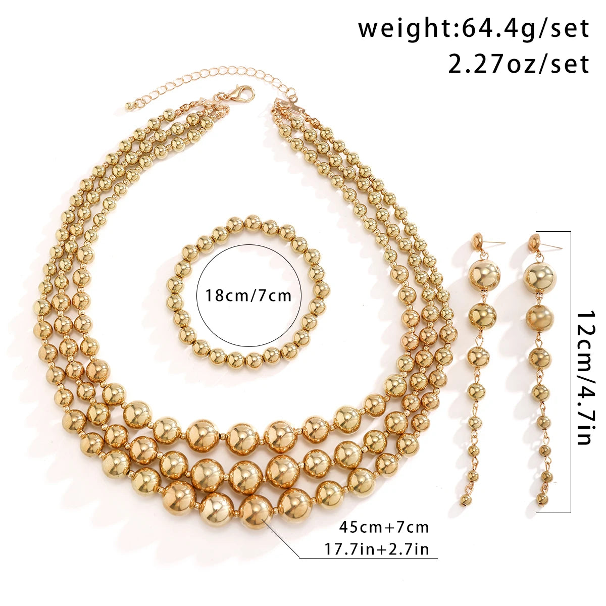 3Pcs/Set Exaggerated Pearl Choker Jewelry Set