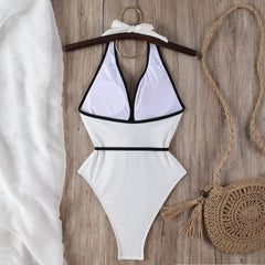 Floral One Piece Halter Bandage Swimwear