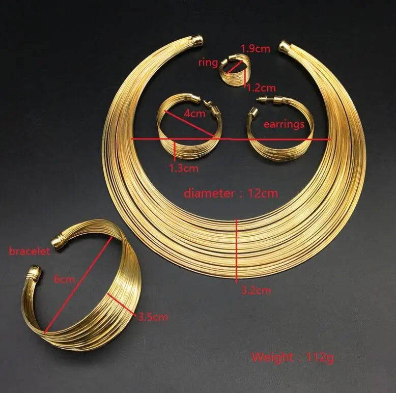 African Choker Gold-plated Four Piece Set