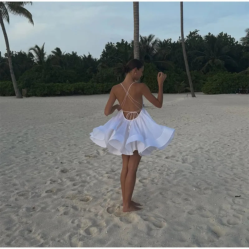 Twirl The World  Sexy Backless Lace-up Dresses