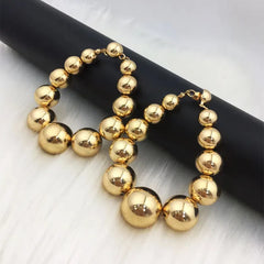 Exaggerated Gold Color Ball Beads Earrings