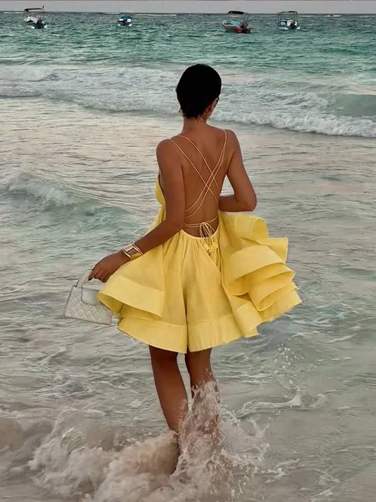 Twirl The World  Sexy Backless Lace-up Dresses