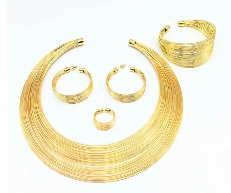 African Choker Gold-plated Four Piece Set