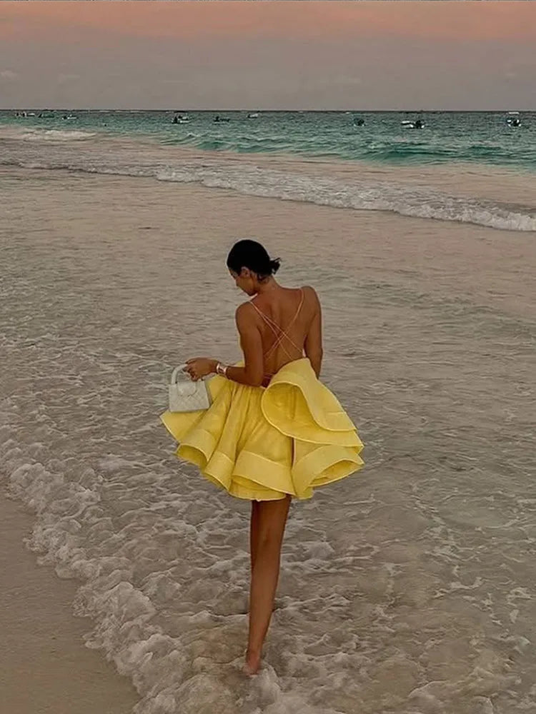 Twirl The World  Sexy Backless Lace-up Dresses
