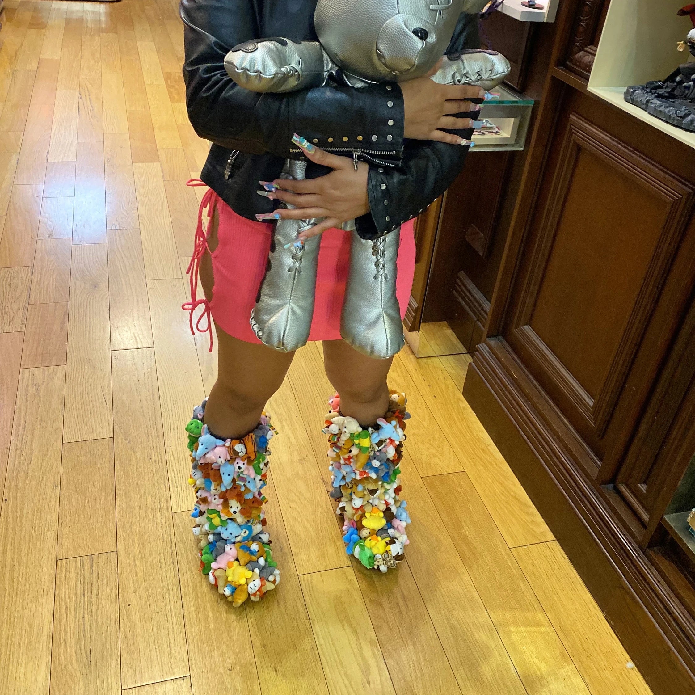 Bombass Teddy Boots covered In Stuffed Animals 1