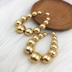 Exaggerated Gold Color Ball Beads Earrings