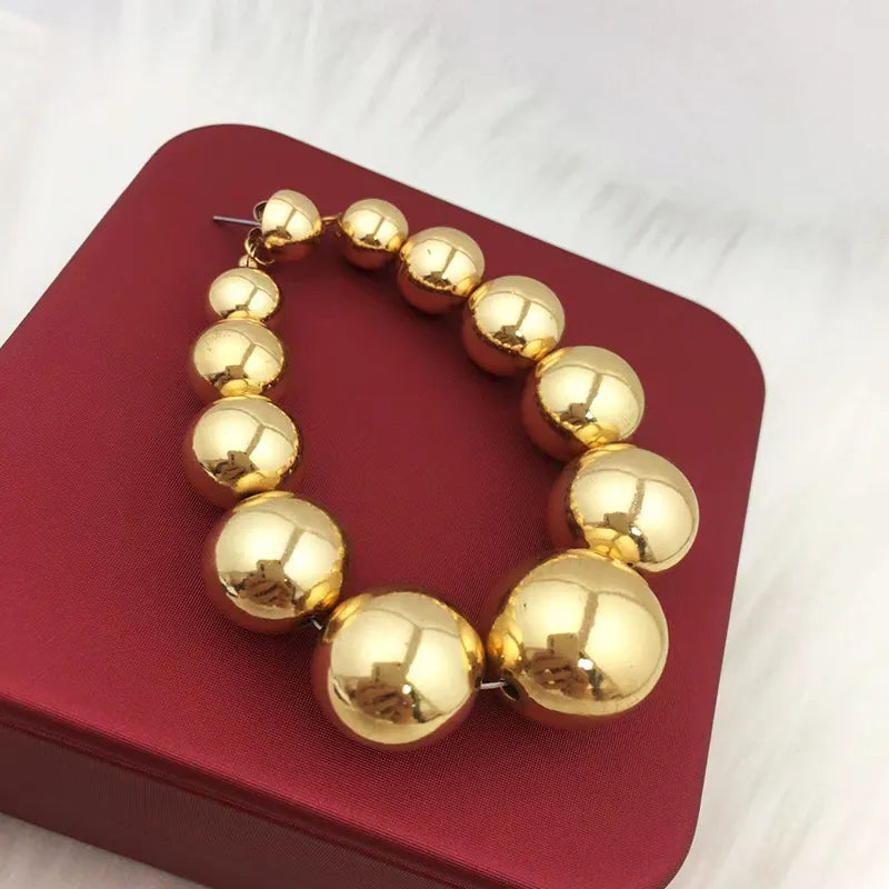 Exaggerated Gold Color Ball Beads Earrings