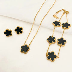 Flower Necklace Earrings & Bracelet Sets