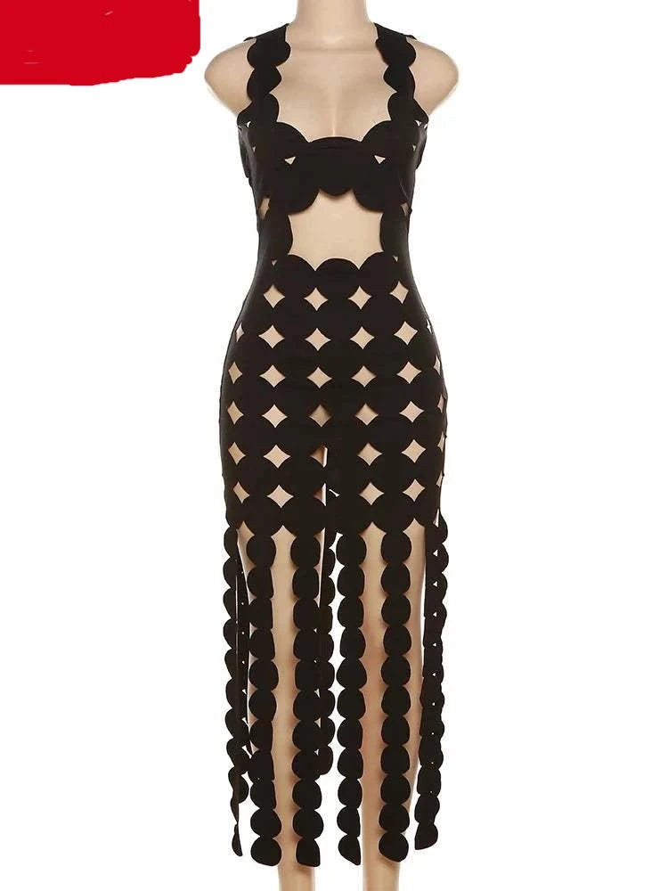 All Eyes On Me Backless Tassel See Through Summer Dress