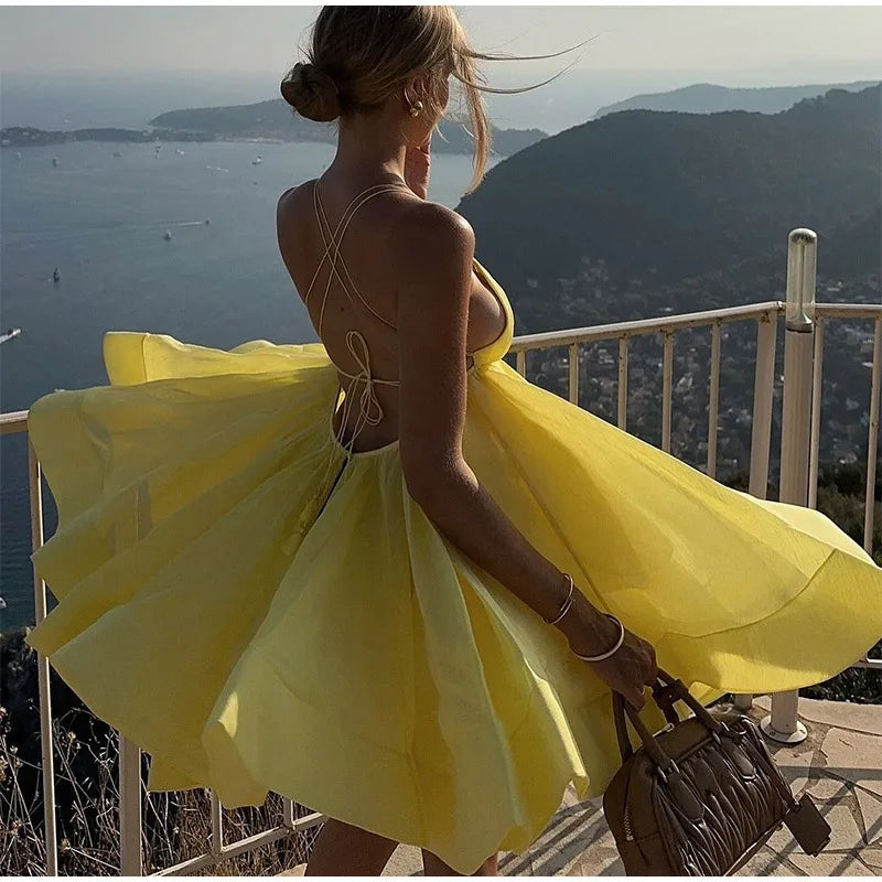 Twirl The World  Sexy Backless Lace-up Dresses