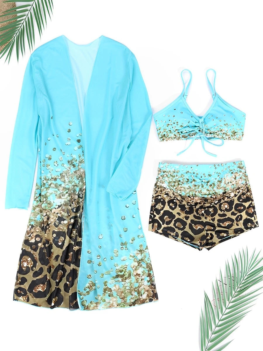 3 Pieces High Waist Swimwear Wh Kimono