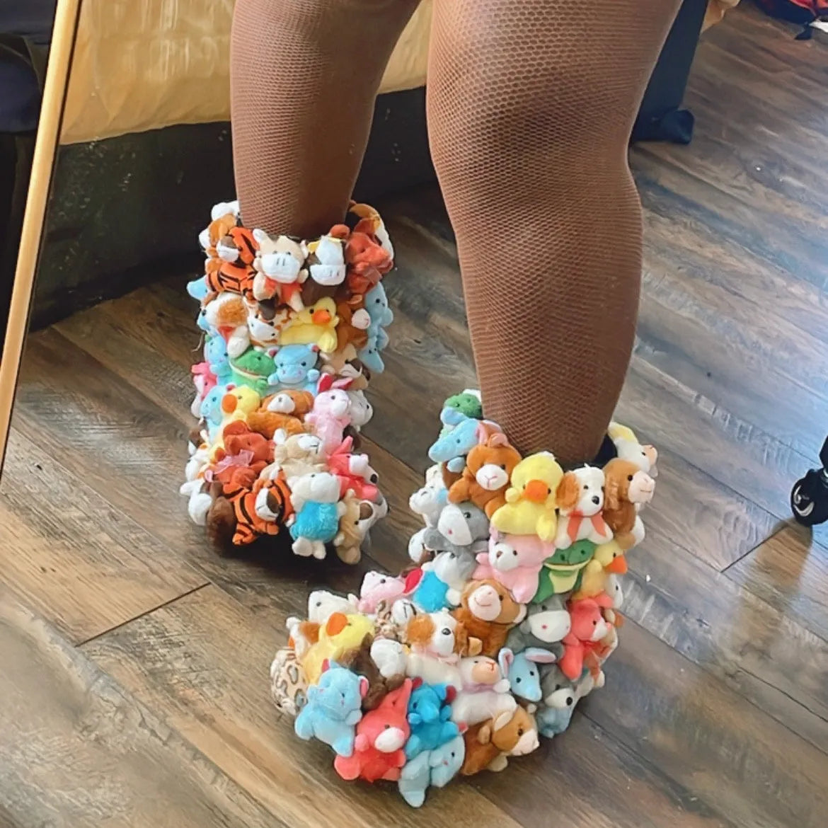 Bombass Teddy Boots covered In Stuffed Animals 1