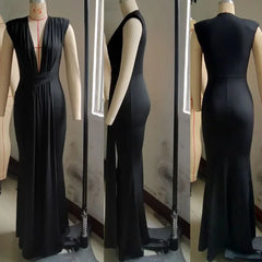 Goddess Elegant Ruched Bodycon Maxi Dress