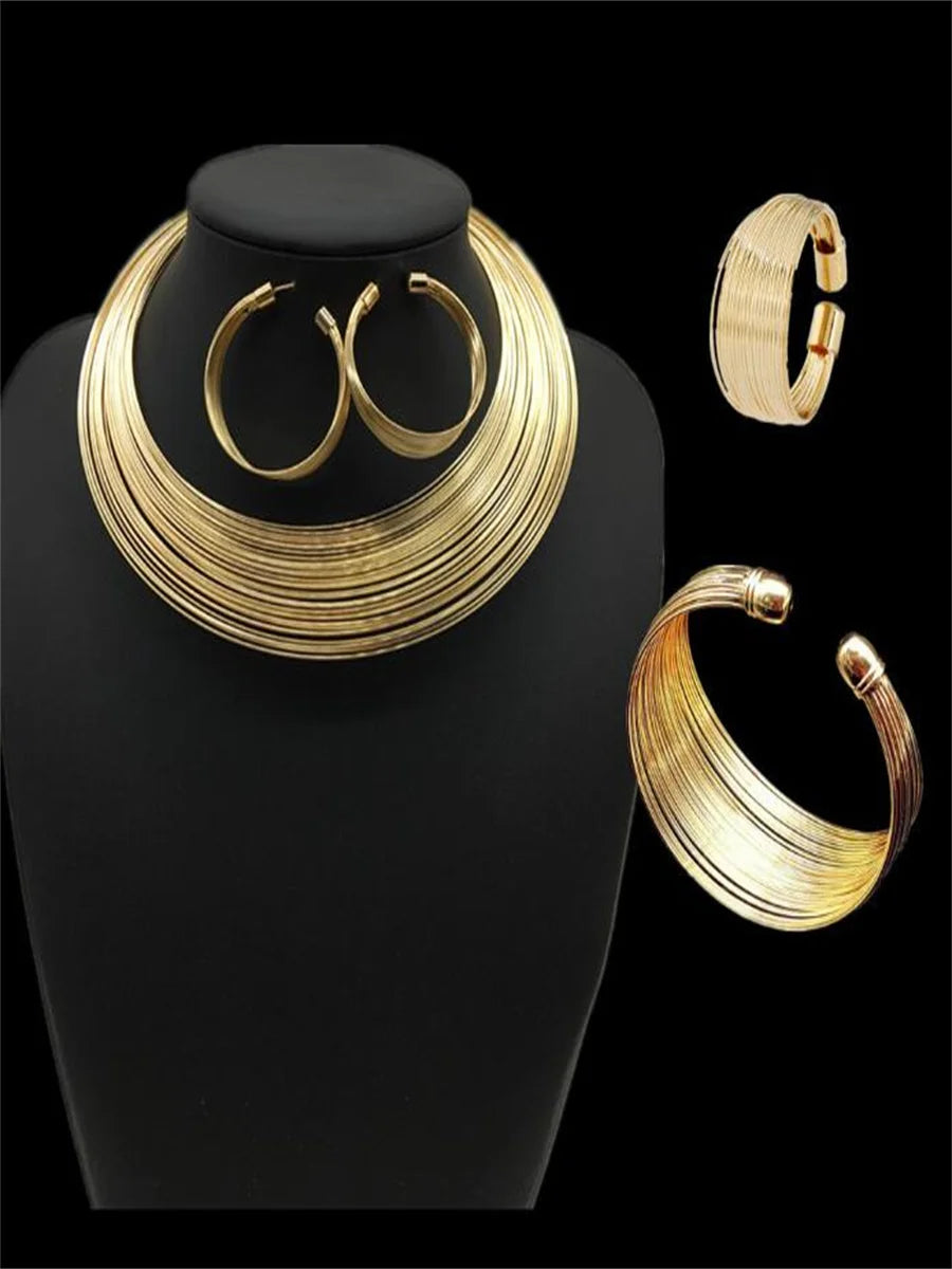 African Choker Gold-plated Four Piece Set