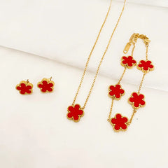 Flower Necklace Earrings & Bracelet Sets