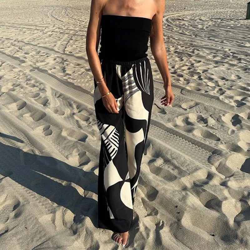 Cast Away Two Piece Elegant Wide Leg Pant Set