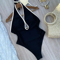 Floral One Piece Halter Bandage Swimwear