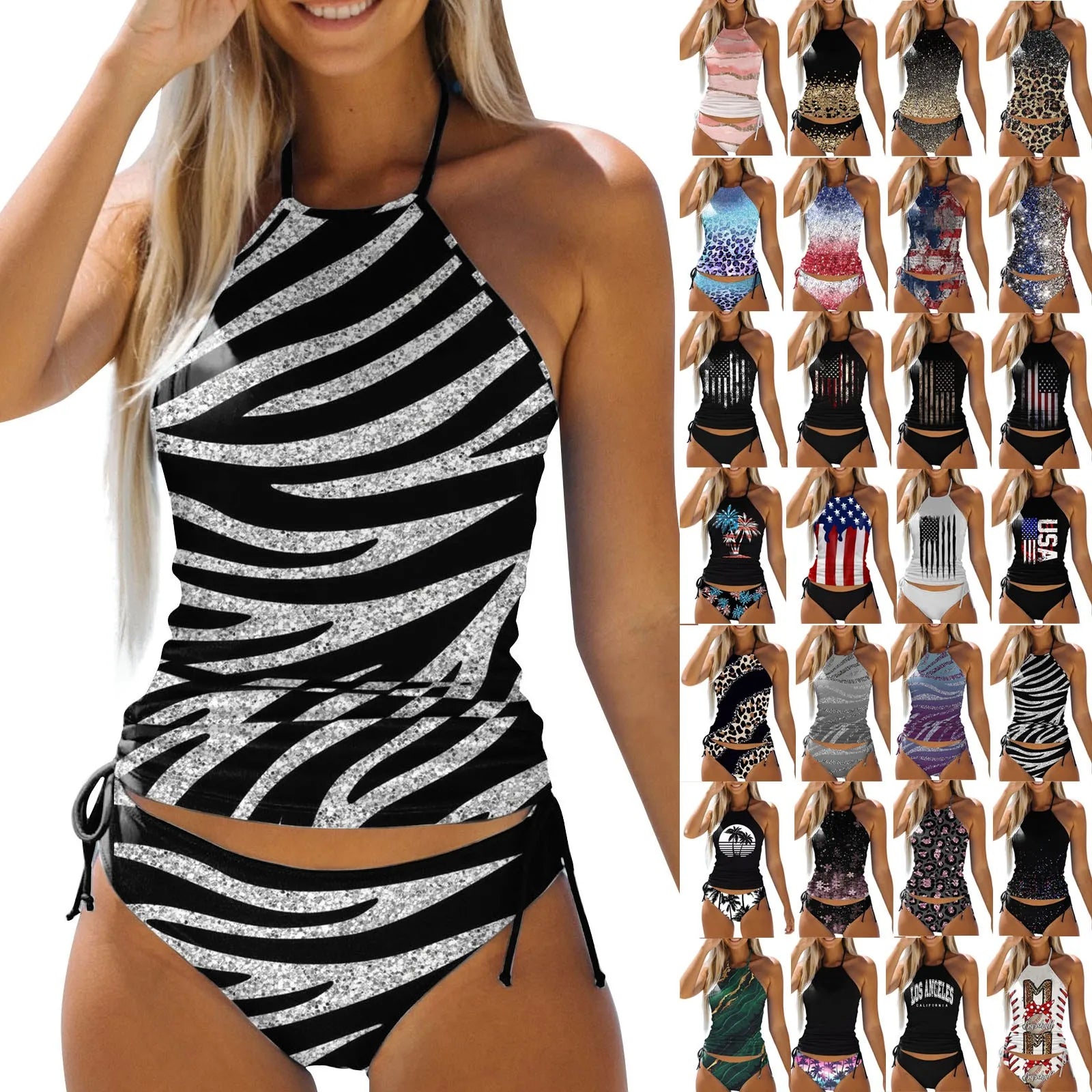 Two Piece Side Lace-Ups  Tankini
