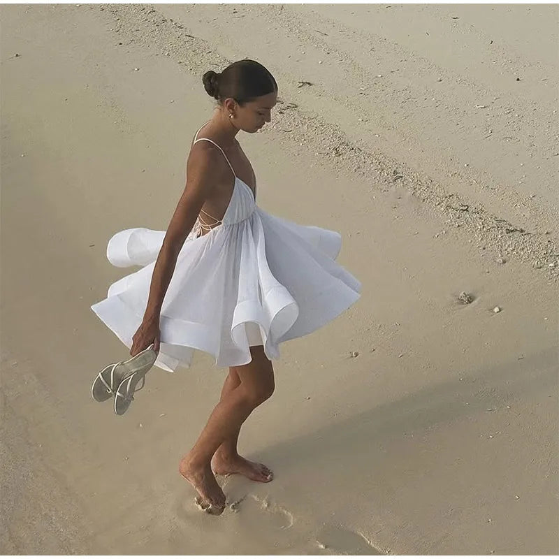 Twirl The World  Sexy Backless Lace-up Dresses
