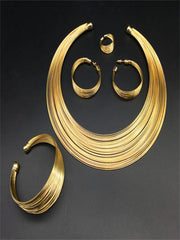 African Choker Gold-plated Four Piece Set